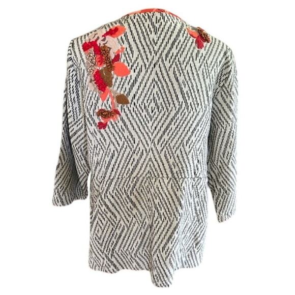 Chico’s Open Front Embroidered Jacket Size 2P Petite (US 12P) Boho Floral Accent - Picture 4 of 7